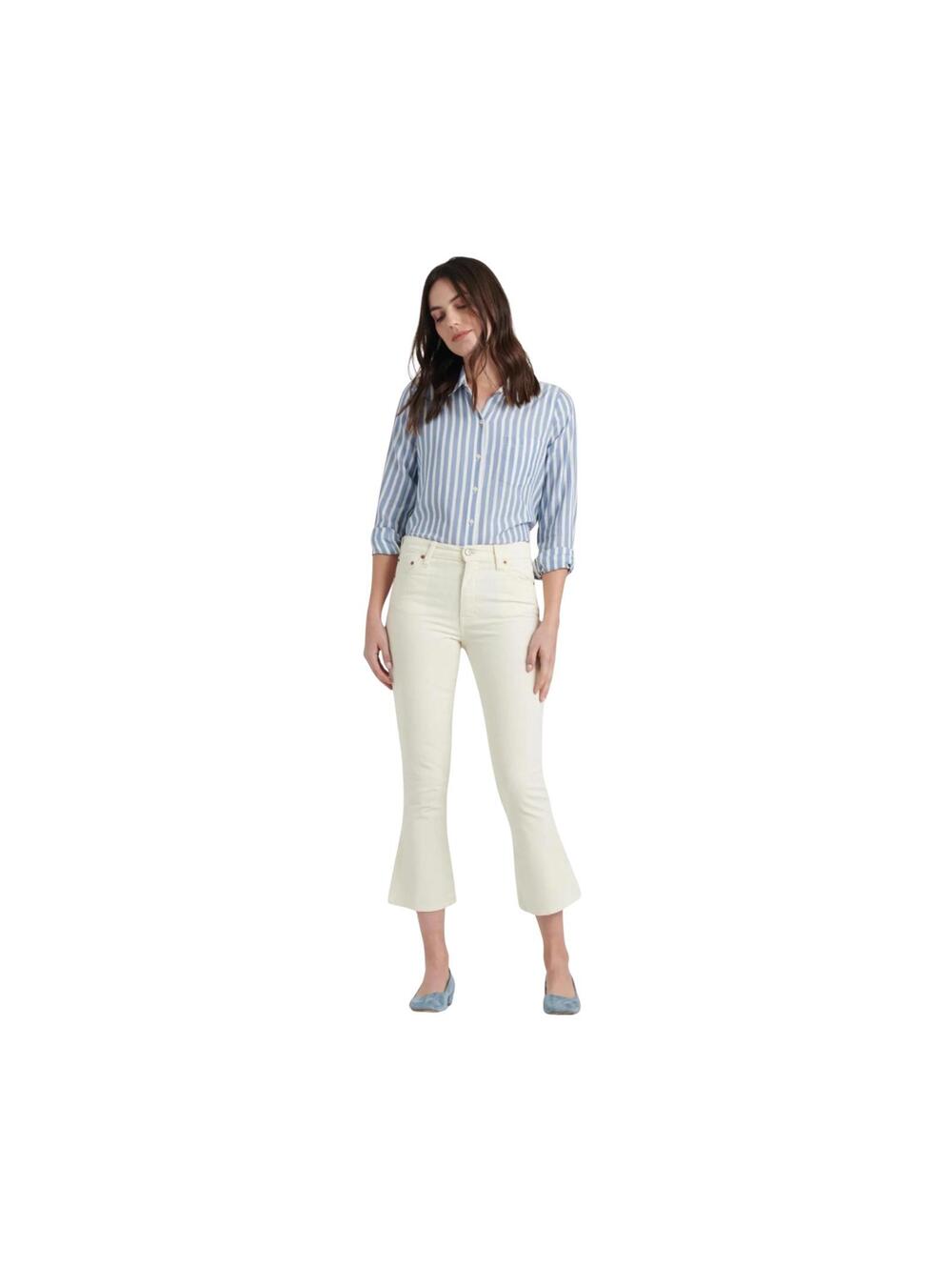 Lucky Brand Bridgette Cream Corduroy Crop Flare Pants High Rise Womens 8